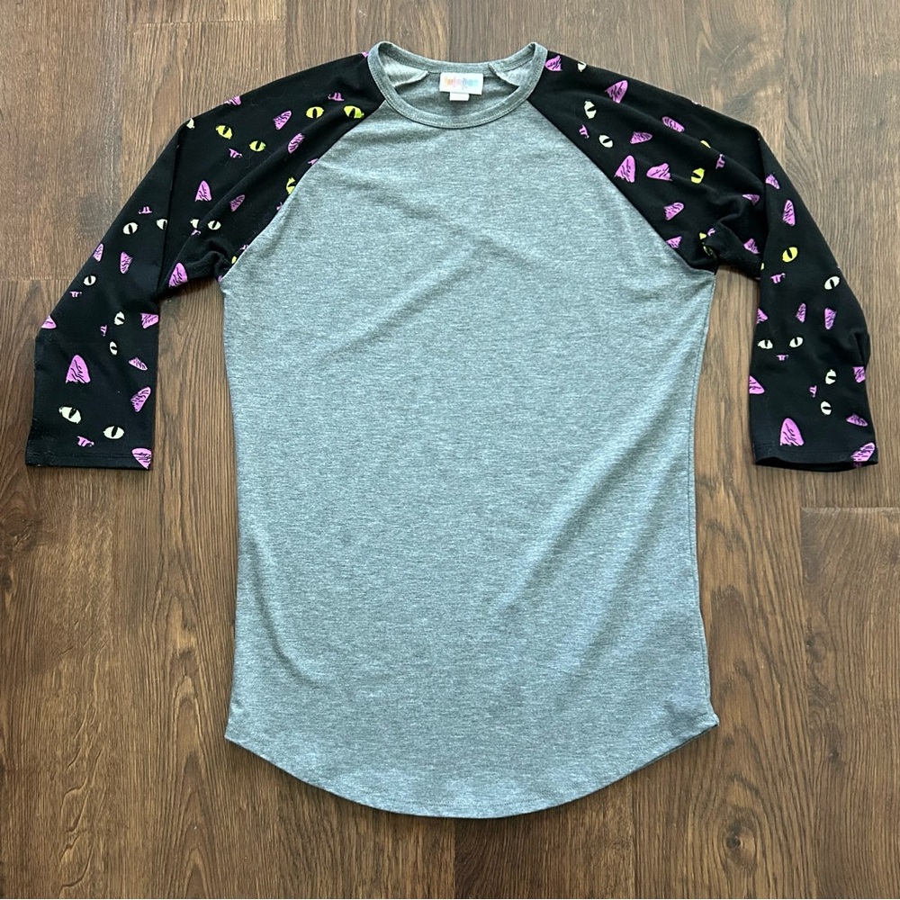 LuLaRoe Randy Baseball Top Halloween Black Cat Eyes XS